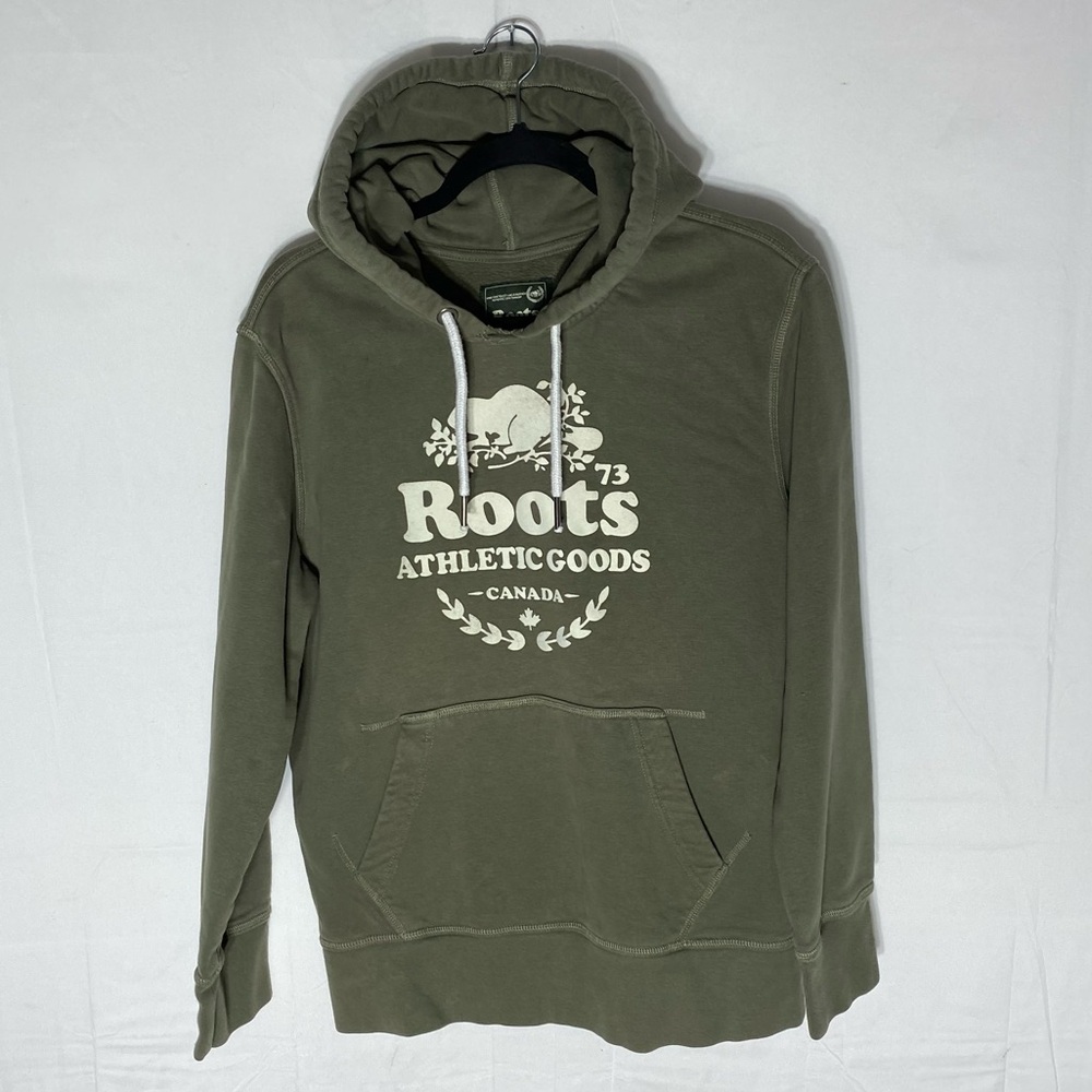 Roots Green With Classic Logo Pullover Hoodie S